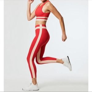 VAARA Freya Red Poudre Tuxedo Stripe 7/8 Legging Mid Rise Small